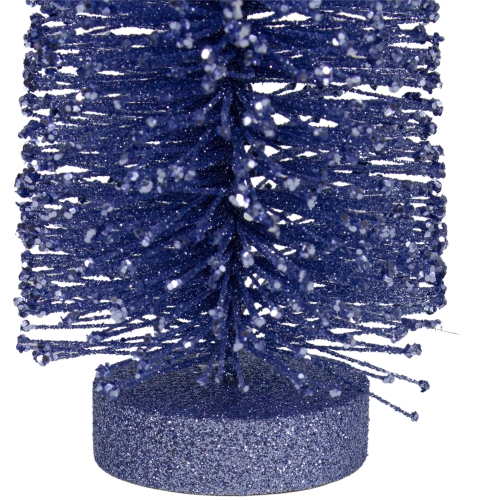 12" Blue Glitter Plastic Sisal Christmas Tree Tabletop Decor