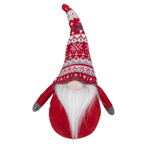 12-Inch Red and White Lodge Plush Tabletop Gnome Christmas Decoration