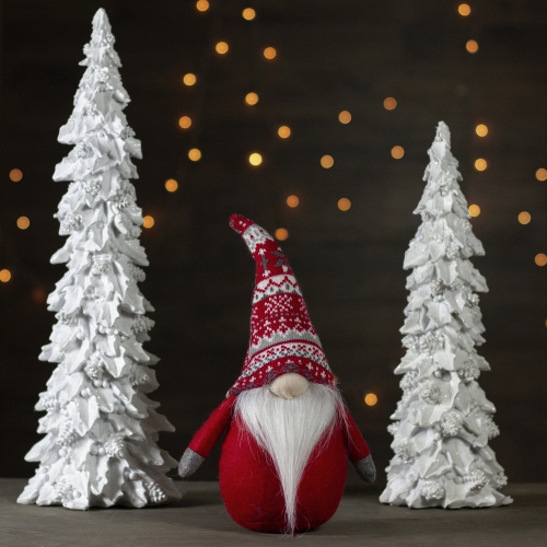12-Inch Red and White Lodge Plush Tabletop Gnome Christmas Decoration