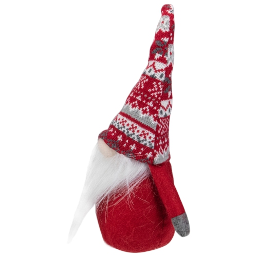 12-Inch Red and White Lodge Plush Tabletop Gnome Christmas Decoration