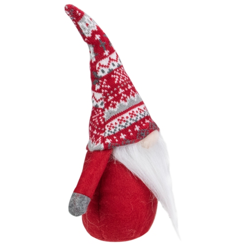 12-Inch Red and White Lodge Plush Tabletop Gnome Christmas Decoration