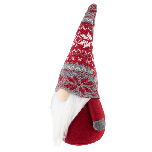 12-Inch Red and White Lodge Plush Tabletop Gnome Christmas Decoration