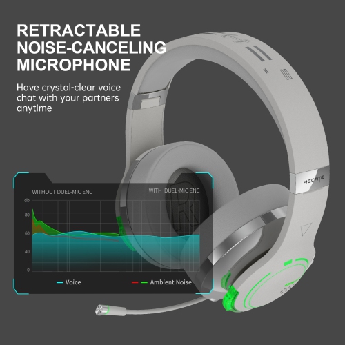 HECATE G5BT Bluetooth 45ms Low Latency Wireless Gaming Headset with Retractable Microphone