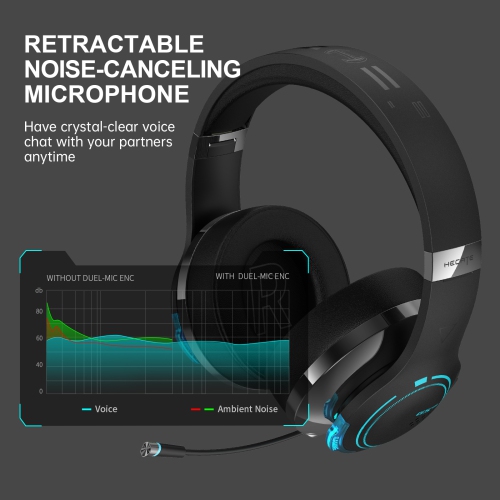 HECATE G5BT Bluetooth 45ms Low Latency Wireless Gaming Headset with Retractable Microphone