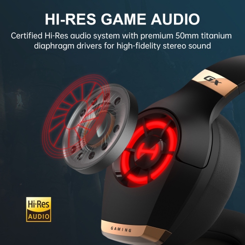 Casque de jeu avec fil HECATE GX Hi-Res avec éclairage RVB du microphone - suppression du bruit ENC