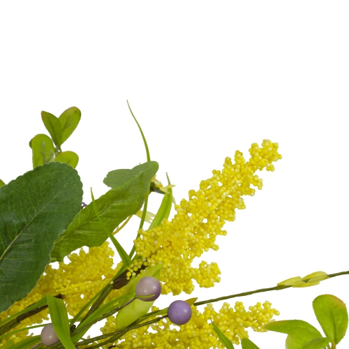 Daisy and Berry Floral Spring Wreath, Yellow and Purple 25"