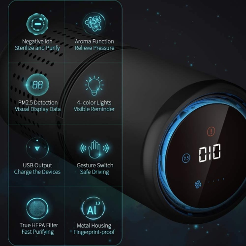 ISTAR Car Air Purifier Air Portable Air Ionizer Remove Dust for Home Reduce Odor and Allergies from Mold, Smoke, Dust, Pollen and Pet Dander Black