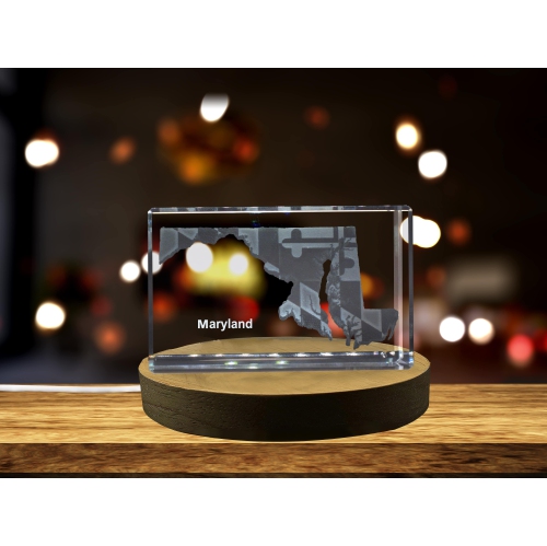 Maryland 3D Engraved Crystal 3D Engraved Crystal Keepsake/Gift/Decor/Collectible/Souvenir