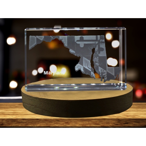 Maryland 3D Engraved Crystal 3D Engraved Crystal Keepsake/Gift/Decor/Collectible/Souvenir