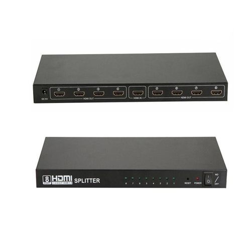 8 HDMI Splitter 1 to 8 Out Audio Video HDMI 1.4V Splitter, 4k 8 Port HDMI Splitter Support 4K/2K 30Hz 1080P 3D Compatible with Xbox PS3 PS4 PS5