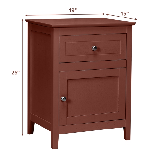 Costway 2PCS Nightstand with Drawer Accent Side End Table Storage Cabinet