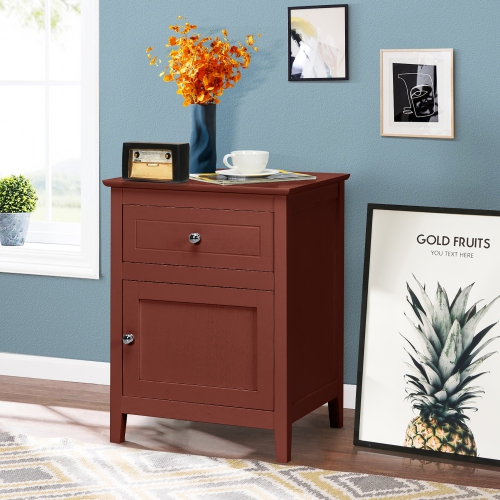 Costway 2PCS Nightstand with Drawer Accent Side End Table Storage Cabinet