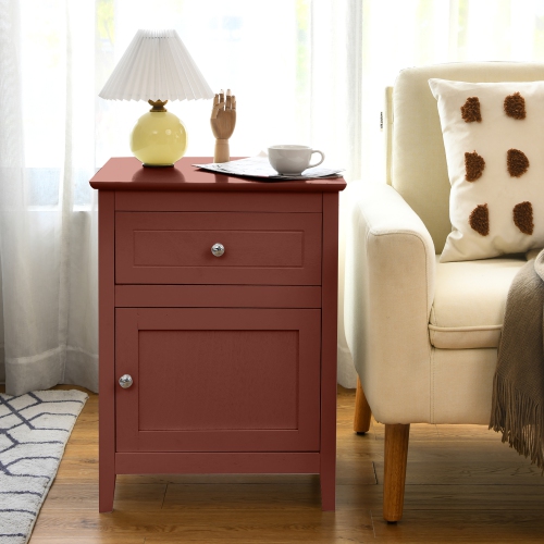 Costway Nightstand with Drawer Accent Side End Table Storage Cabinet