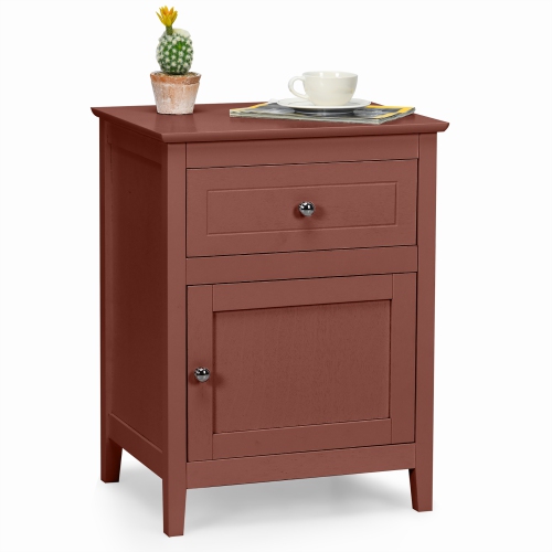 Costway Nightstand with Drawer Accent Side End Table Storage Cabinet
