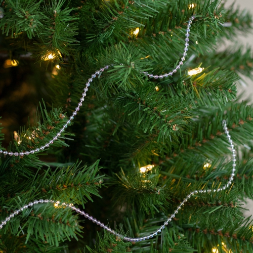 100' x 0.25" Shiny Clear Iridescent Beaded Artificial Christmas Garland - Unlit