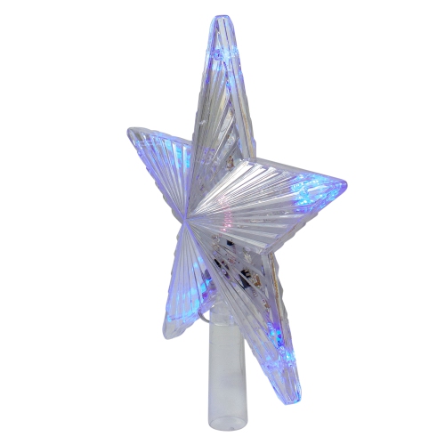 9.5" Lighted Clear 5 Point Star Christmas Tree Topper - Multicolor LED Lights