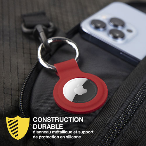 Porte-clés protecteur en silicone de Scosche pour AirTag - Ensemble de 4 - Noir/Rouge/Blanc/Bleu