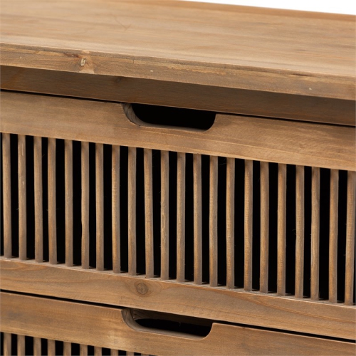 Bowery Hill Medium Oak Finished 3-Drawer Wood Spindle Chest