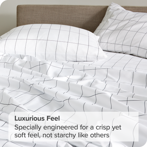 Bare Home 100% Organic Cotton Sheet Set - Crisp Percale Weave - Lightweight & Breathable