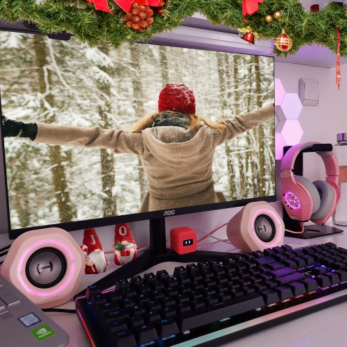 Edifier Computer Speakers, USB-Powered Bluetooth Gaming Speakers, RGB Lights, G1000 Pink