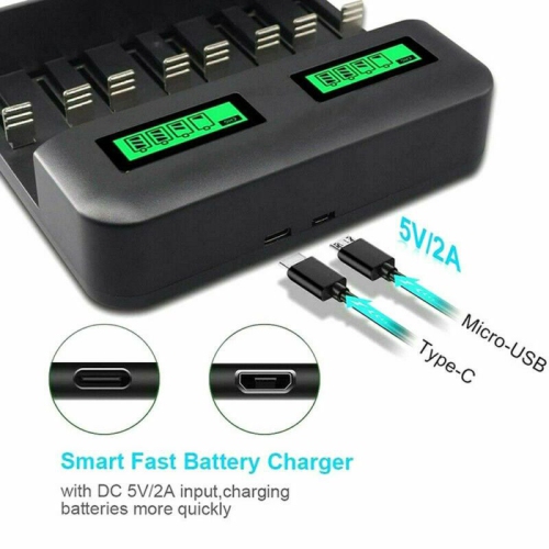 ISTAR 8 Bay Universal Battery Charger with LCD Display Charger for AA/AAA C D Ni-MH Rechargeable Batteries
