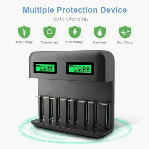 ISTAR 8 Bay Universal Battery Charger with LCD Display Charger for AA/AAA C D Ni-MH Rechargeable Batteries