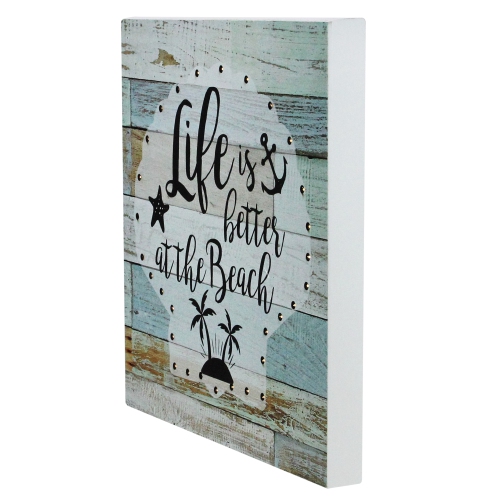 Battery Operated LED Lighted Beach Wall Art Plaque 12" x 12"