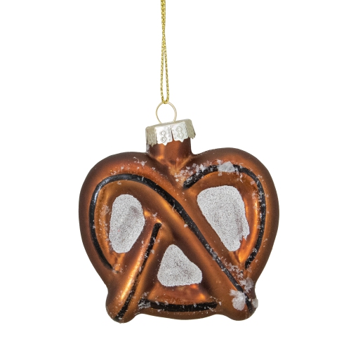 NORTHLIGHT  2.75" Bronze And Holiday Collections Salted Pretzel Glass Christmas Ornament In White