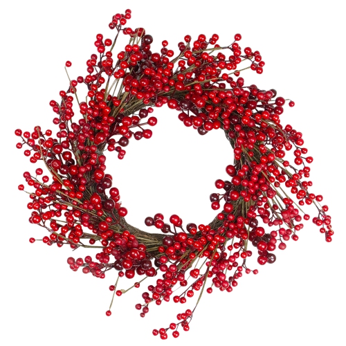 NORTHLIGHT  Berry Artificial Christmas Twig Wreath - 20-Inch, Unlit In Red