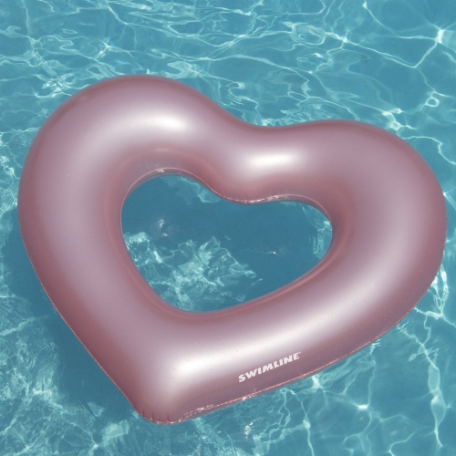 50-Inch Metallic Pink Heart Swimming Pool Inner Tube Float