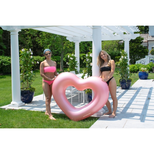 50-Inch Metallic Pink Heart Swimming Pool Inner Tube Float