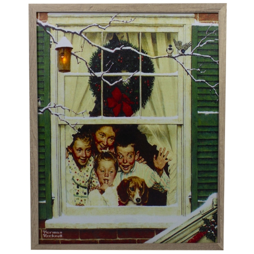 19" Lighted Norman Rockwell 'Oh Boy! It's Pop with a New Plymouth' Christmas Wall Art