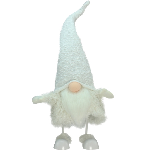 24" Pure White Sparkling Saul Bobble Action Christmas Gnome
