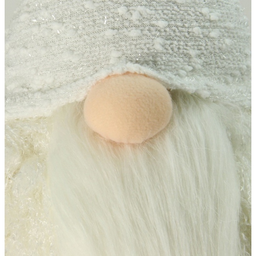 24" Pure White Sparkling Saul Bobble Action Christmas Gnome