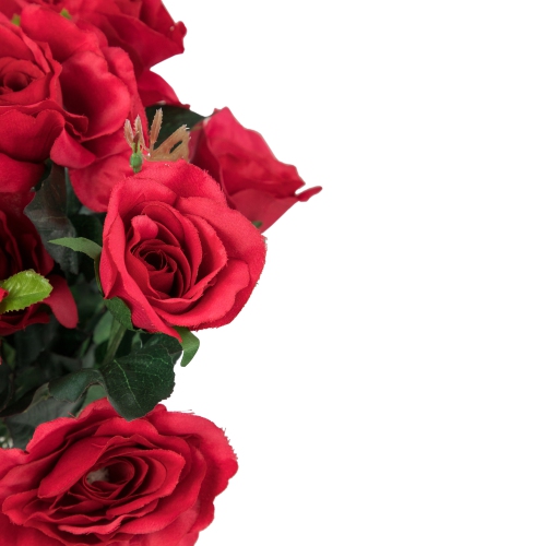 18" Red Artificial Rose Bush Flower Bouquet