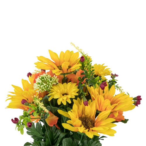 21.5" Yellow Artificial Sunflower and Daisy Flower Bouquet