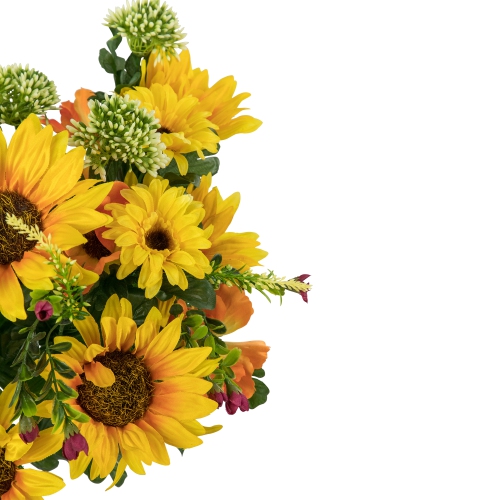21.5" Yellow Artificial Sunflower and Daisy Flower Bouquet