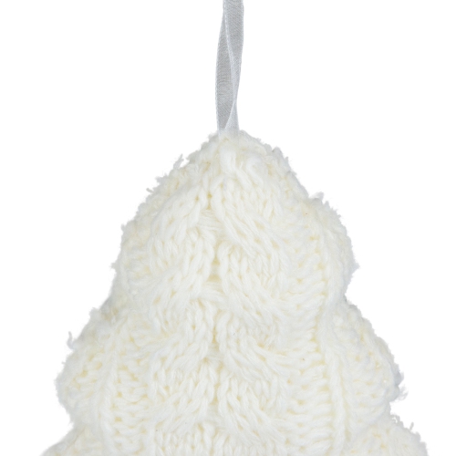 6" Cream Cable Knit Christmas Tree Shaped Ornament