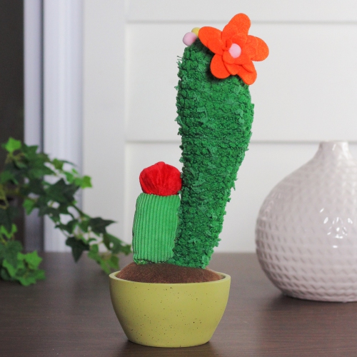 12" Green Potted Mixed Artificial Plush Cactus Plant