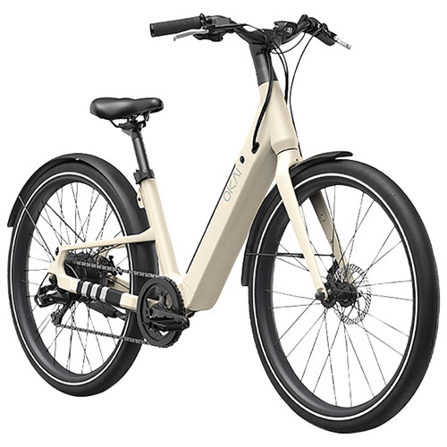 OKAI Stride 500W Step-Through Electric City Bike with up to 64km Battery Life - Desert Sand