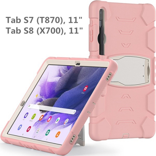 【CSmart】 Étui Housse de béquille robuste et résistante aux chocs pour Samsung Tablet Tab S7 / S8 11" T870 T875 X700 X706, Or rose