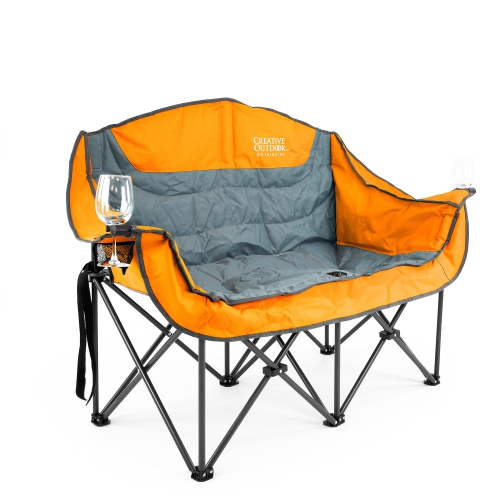 Creative Outdoor Folding Wine Chair | Luxury Loveseat | Orange/Gray