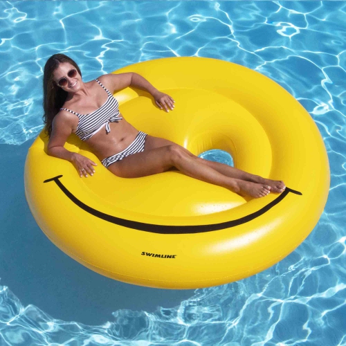 72" Water Sports Inflatable Smiley Face Island 2-Person Swimming Pool Raft