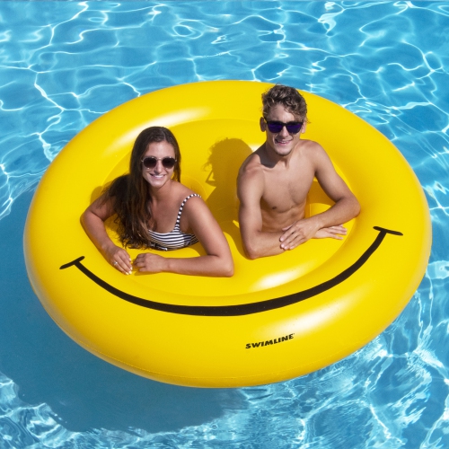 72" Water Sports Inflatable Smiley Face Island 2-Person Swimming Pool Raft