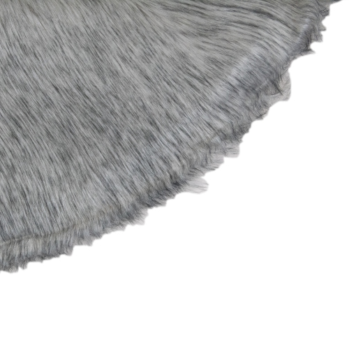 36" Beige and Gray Plush Faux Fur Christmas Tree Skirt