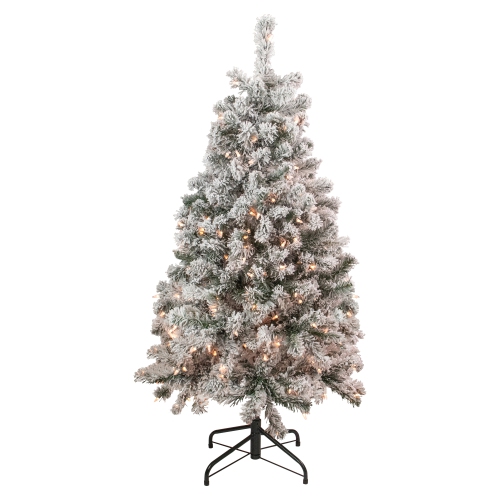 3' Pre-Lit Heavily Flocked Madison Pine Medium Artificial Christmas Tree, Clear Lights