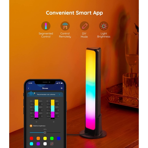 RGBICWW Barres lumineuses intelligentes LED avec 12 modes de scène et de musique, barre lumineuse Bluetooth pour divertissement, PC, TV, décoration