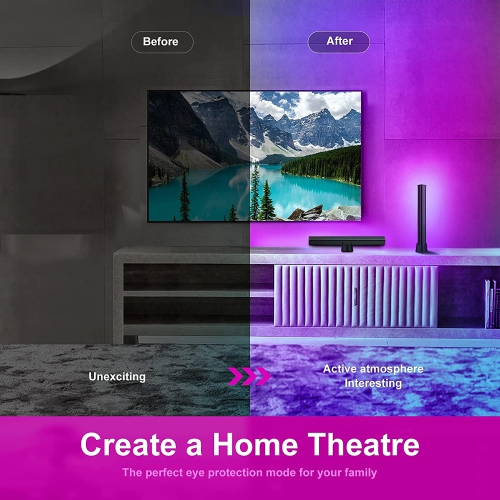 RGBICWW Barres lumineuses intelligentes LED avec 12 modes de scène et de musique, barre lumineuse Bluetooth pour divertissement, PC, TV, décoration