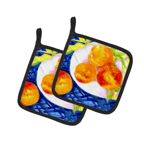 Caroline's Treasures 6110PTHD Bowl of Peaches Pair of Pot Holders, 7.5HX7.5W, multicolor