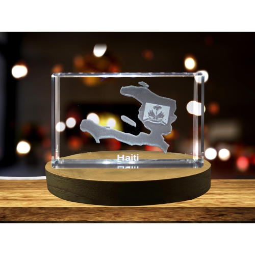 Haiti 3D Engraved Crystal 3D Engraved Crystal Keepsake/Gift/Decor/Collectible/Souvenir